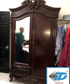 Tủ Quần Áo Gỗ Gụ Hoa Lá Tây Cũ