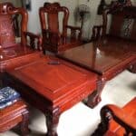 bộ bàn ghế gỗ hương tay 12 cũ quốc đào