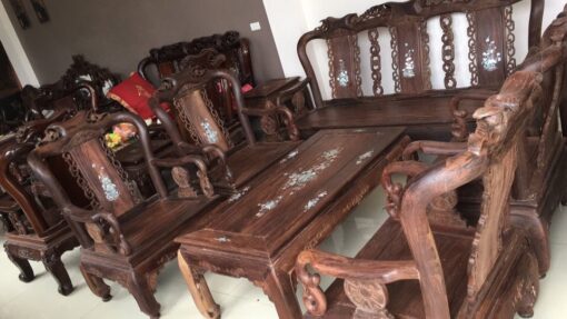 bàn ghế gỗ gụ quốc đào 8 món