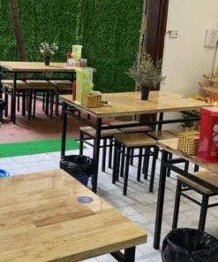 THANH LÝ BÀN GHẾ ĂN NHÀ HÀNG CŨ. CHÂN SẮT MẶT GỖ