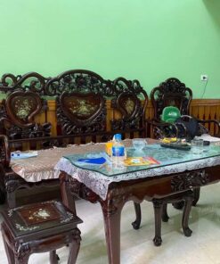 bộ bàn ghế hoa lá tây gỗ trắc