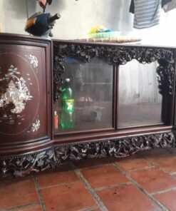 tủ chè cánh cong gỗ gụ cũ 7t