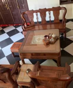 Bộ bàn ghế gỗ hương quốc trọc tay 12 cũ