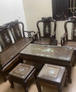 bộ bàn ghế gỗ trắc tay 7 cũ sâu tuổi
