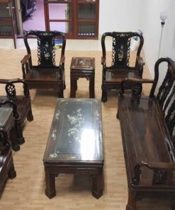 bộ bàn ghế gỗ mun 8 món tay 7
