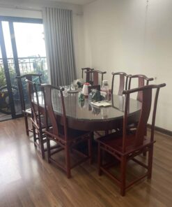 Bộ bàn ăn 8 ghế bàn gỗ hương nguyên khối