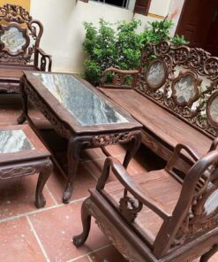 bán bộ bàn ghế gỗ trắc hoa lá tây