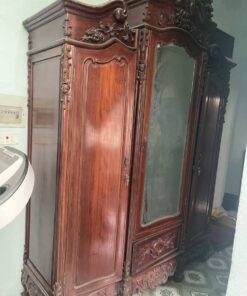 Tủ quần áo hoa lá tây gỗ gụ