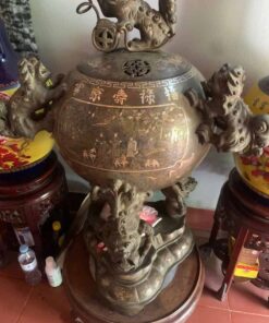 Đỉnh đồng khảm tam khí lân vờn cầu 1 mét
