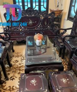 bàn ghế gỗ gụ hoa lá tây