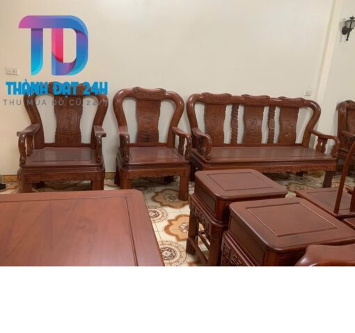 Bộ bàn ghế quốc trọc gỗ hương 10 món