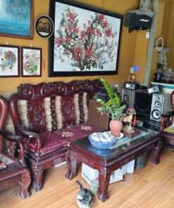 Bàn Ghế Quốc Đào Gỗ Gụ Tay 10