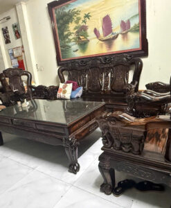 Bàn Ghế Voi Gỗ Mun Tay 12