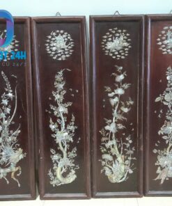 Tranh tứ quý khảm trai gỗ gụ