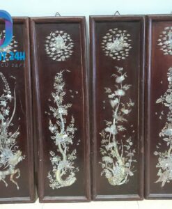 Tranh tứ quý khảm trai gỗ gụ