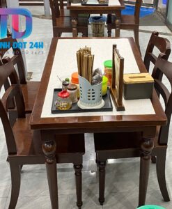 bàn ăn nhà hàng gỗ tần bì